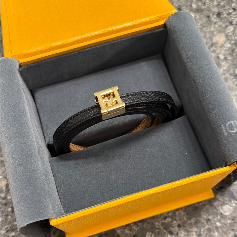 Fendi Black and Gold Wrap Bracelet